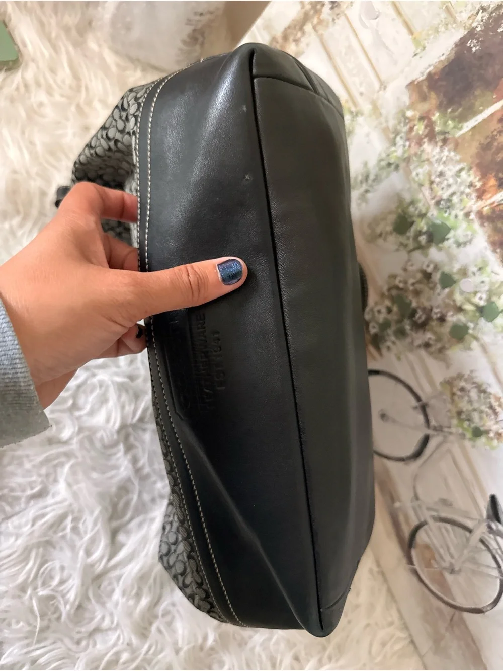 COACH Black Signature Canvas & Leather Hobo Bag